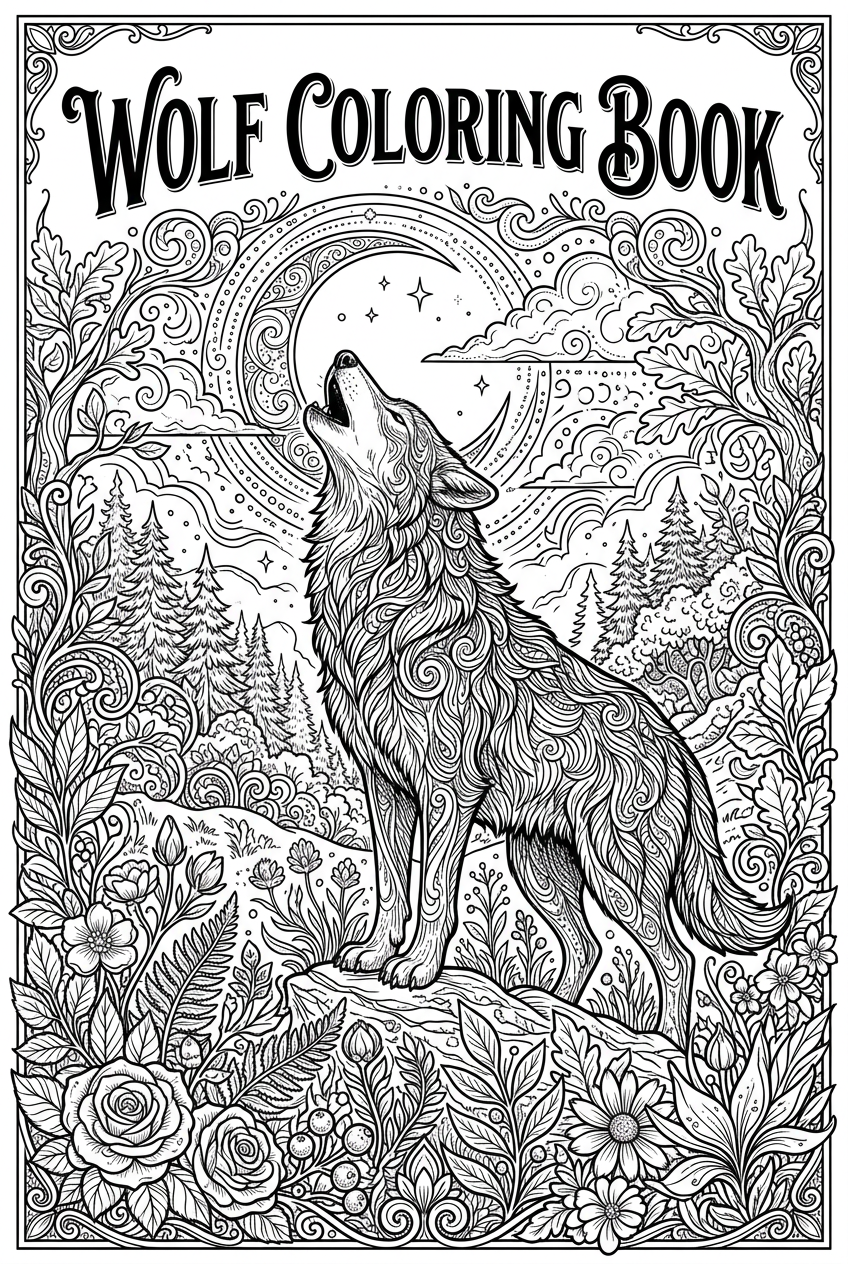 JRock Wolf Coloring Book – 30+ Intricate Wolf Illustrations ...